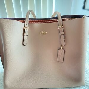Coach Tote Molly Beige Leather Shoulder Bag Available A4 Storage